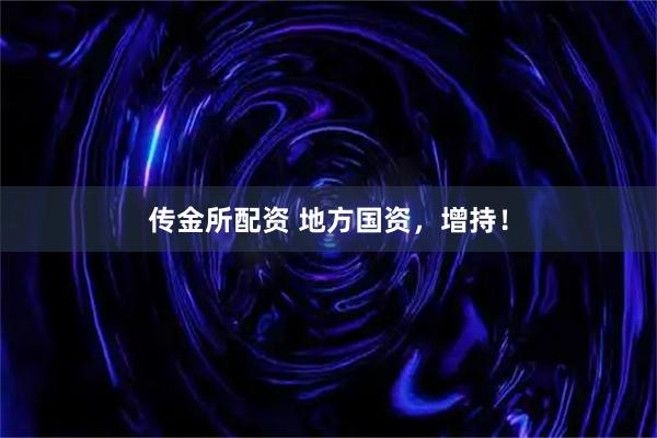 传金所配资 地方国资，增持！